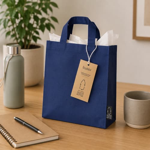 Lifestyle image of the Mini rPET Gift Bag by Total Merchandise