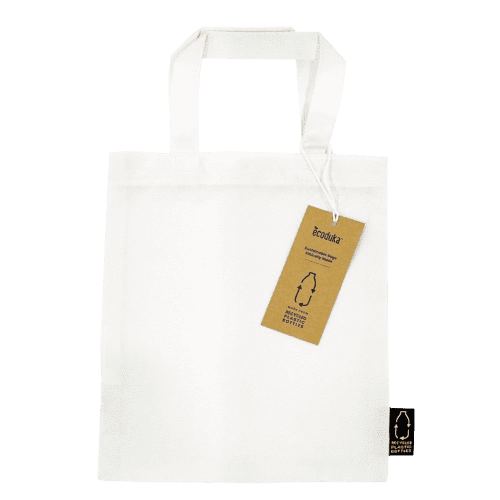 Custom printed White Mini rPET Bag from Total Merchandise
