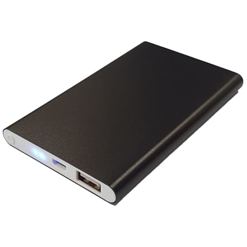 UK Branded 4000 mAh Aluminium Flat Power Bank with Indicator Lights from Total Merchandise