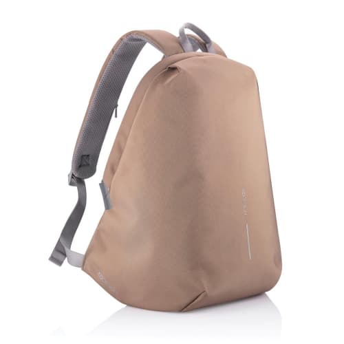 Logo Branded Bobby Soft Anti-Theft Backpack in Khaki