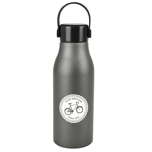 Promotional Dapto Metal Sports Bottles in Black Printed with a Logo from Total Merchandise