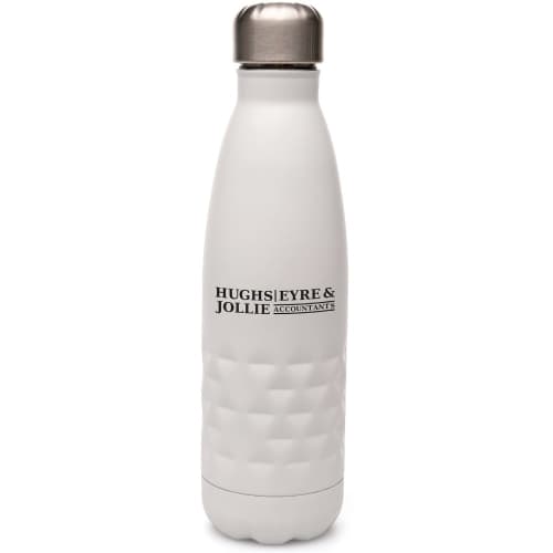 Logo Branded Mondrian Stianless Steel Water Bottle with a design from Total Merchandise - White