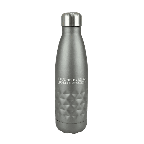 Branded Mondrian Metal Bottle in Gunmetal Engraved with a Logo by Total Merchandise - Gunmetal