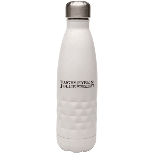 Logo Branded Mondrian Stianless Steel Water Bottle with a design from Total Merchandise - White