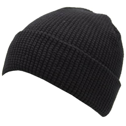 Promotional Waffle Knit Beanie With Turn-Up With A Design From Total Merchandise - Black