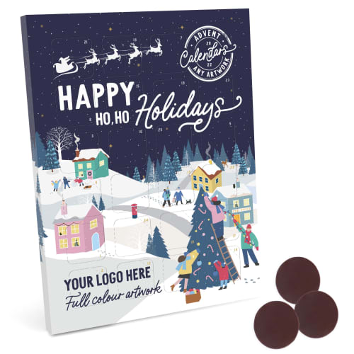 UK Branded Advent Calendars with Vegan-Friendly Dark Chocolate Buttons from Total Merchandise