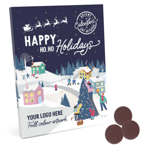 Full colour printed advent calendars with milk chocolate buttons from Total Merchandise