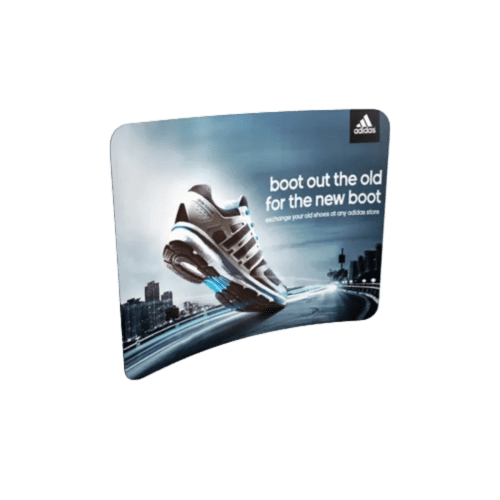 Collaborative Formulate Curved Walls are custom printed by Total Merchandise to promote your logo.