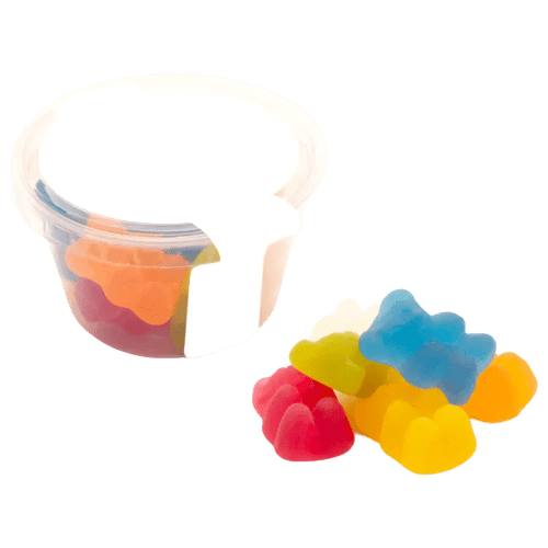 An unbranded version of the Eco Maxi Pot Of Vegan Bears with its contents from Total Merchandise