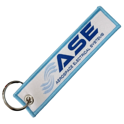 Customisable Remove Before Flight Woven Keytag branded with your company logo