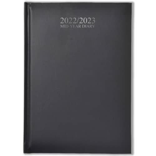 Logo branded SmoothGrain Mid-Year A5 Diary in Black from Total Merchandise