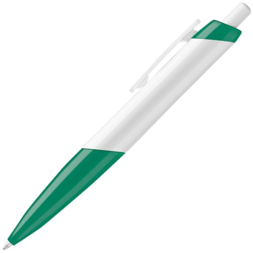 Promotional Digimax Ballpen in White/Green with no logo on the barrel from Total Merchandise