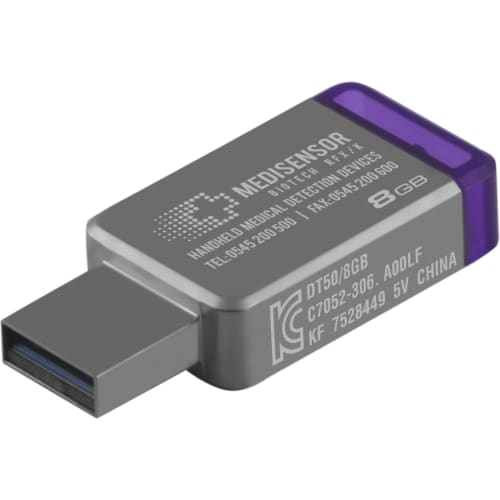 Promotional Kingston DataTraveler 50 8GB USB in Silver/Purple from Total Merchandise with Engraving