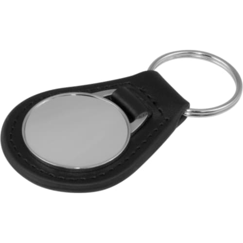 Unbranded Emperor Circle Leather Keyring in Silver with no design or logo from Total Merchandise