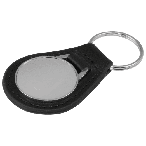 Unbranded Emperor Circle Leather Keyring in Silver with no design or logo from Total Merchandise
