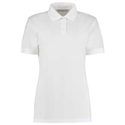 Custom branded Kustom Kit Women's Classic Polo Shirts with a design from Total Merchandise - White