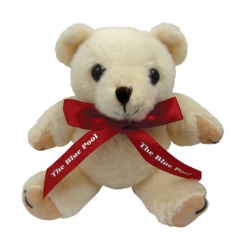 Custom 5-inch Honey Bear with a bow is spot colour printed by Total Merchandise to show your logo.