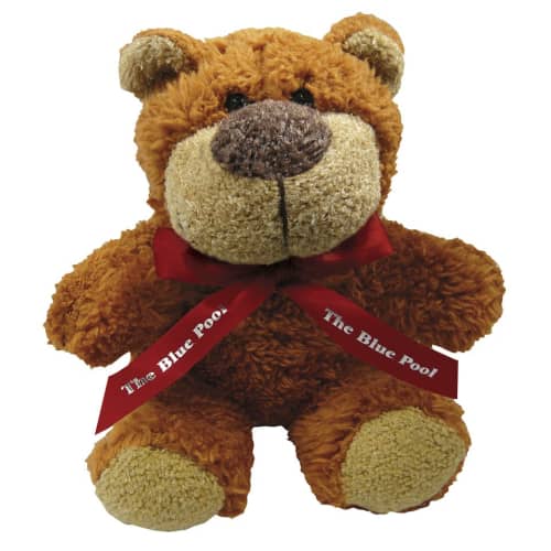 Custom Printed 8 Inch Buster Bear with Bow Printed with a Company Logo by Total Merchandise