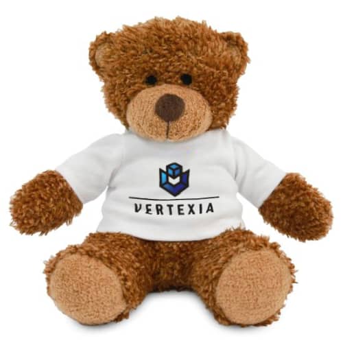 Custom-branded 17cm Anne Teddy Bear printed with a logo by Total Merchandise