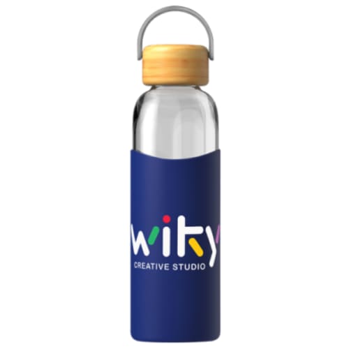 Glass Vitality Bottle With Silicone Sleeve in Blue