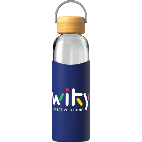 Glass Vitality Bottle With Silicone Sleeve in Blue