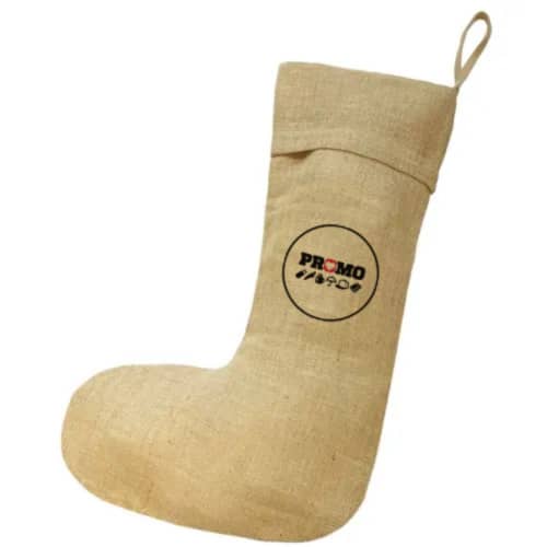 Branded Jute Christmas Stocking customised with our company logo