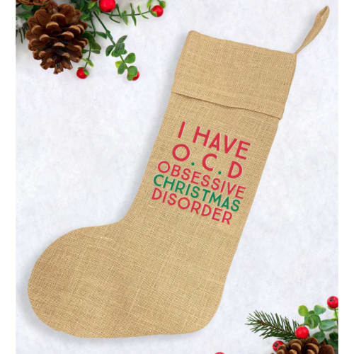 Promotional Jute Christmas Stocking printed with an example logo