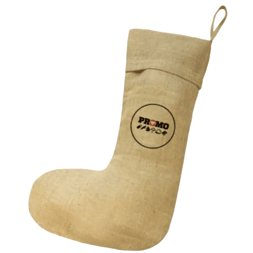 Branded Jute Christmas Stocking customised with our company logo