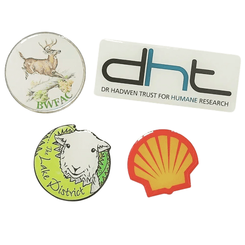 Promotional Full Colour Printed Badges showing examples of what they can do from Total Merchandise
