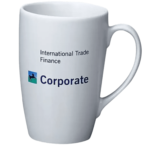 Corporate Tate Mugs are logo printed by Total Merchandise to boost your brand presence on our mugs.