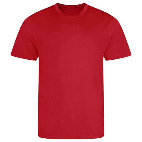 Promotional Recycled T-shirt in Fire Red available to personalise with your company logo/design