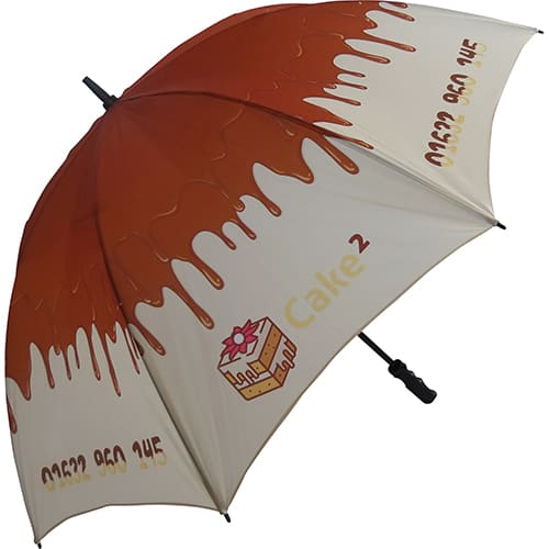 Branded Fibrestorm Golf Umbrellas with spot colour printed logo by Total Merchandise