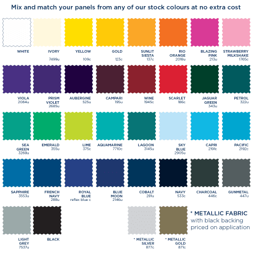 Colours options for Fibrestorm Golf Umbrellas by Total Merchandise