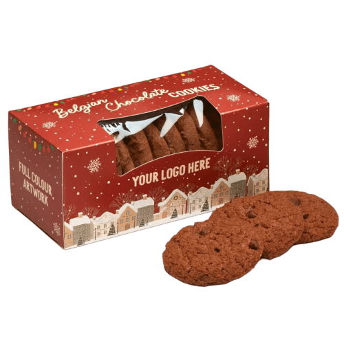 Custom Triple Choc Biscuit Boxes are full colour printed by Total Merchandise to show your logo.
