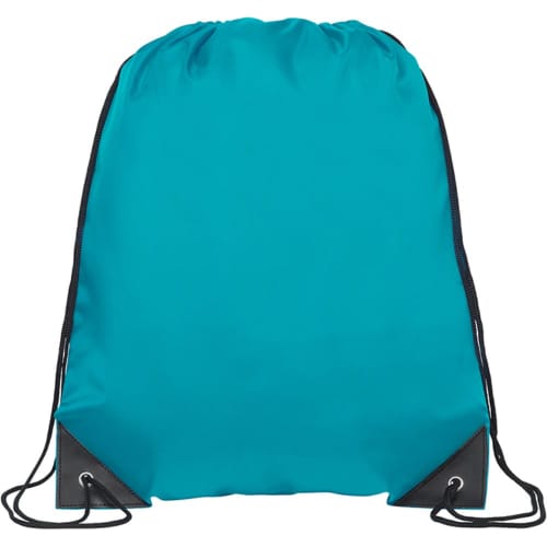 Custom printed Kingsgate Eco Recycled Drawstring Bag in Turquoise from Total Merchandise