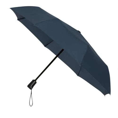 Promotional Impliva Folding Umbrella in Blue propped up from Total Merchandise