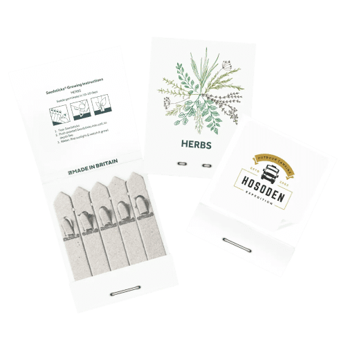 UK express printed seed sticks with herb seeds personalised with your logo by Total Merchandise