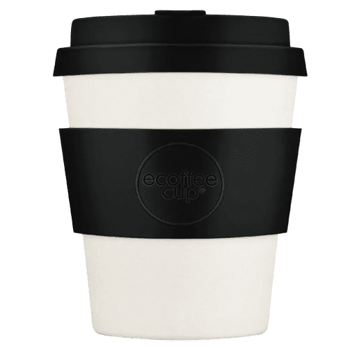 Logo Branded Ecoffee Cups in Black Nature made from plant-based materials from Total Merchandise