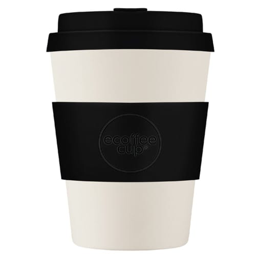 Customisable Ecoffee Cups in Black Nature made from plant-based materials from Total Merchandise