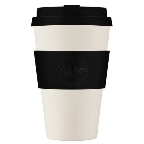 Logo printed Ecoffee Cups in Black Nature made from plant-based materials from Total Merchandise