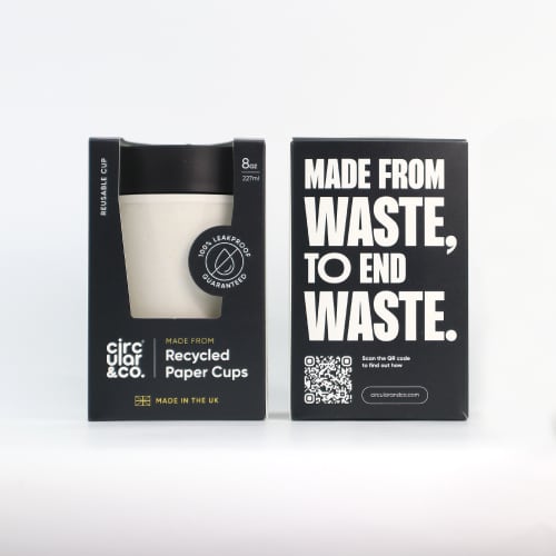 Custom Branded Circular & Co 8oz Reusable Coffee Cup in Black branded with your company logo