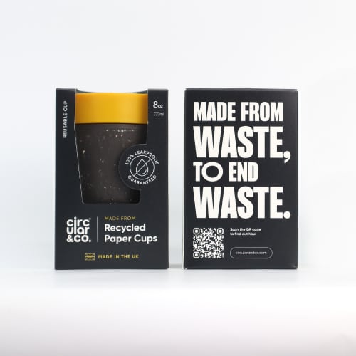 Logo Printed Circular & Co 8oz Reusable Coffee Cup in Mustard Yellow branded with your company logo