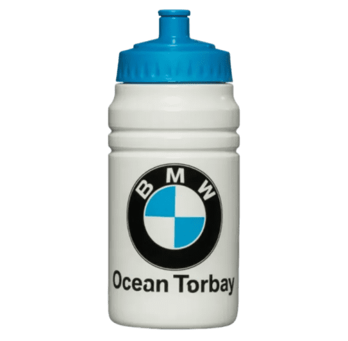 Branded 500ml Energize Sports Bottle in White/Cyan from Total Merchandise