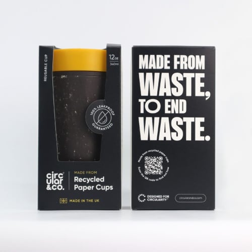 Logo Branded Circular & Co 12oz Reusable Coffee Cup in Mustard Yellow branded with your company logo