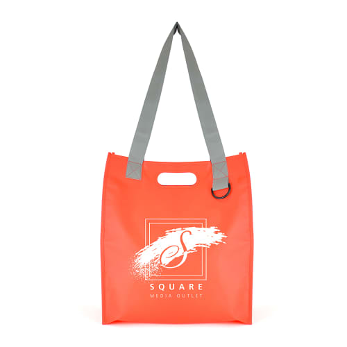 Personalisable Wareing Recycled Shopping Bags in Red showing an example logo printed on the front