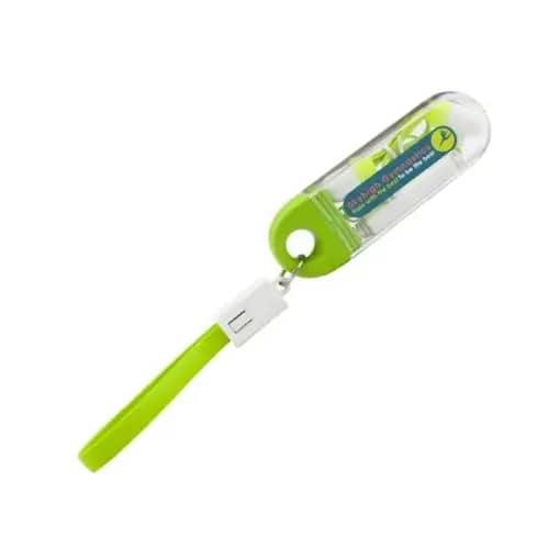 Promotional Clear Cased Bluetooth Earbuds in Clear/Lime Green with an example printed logo