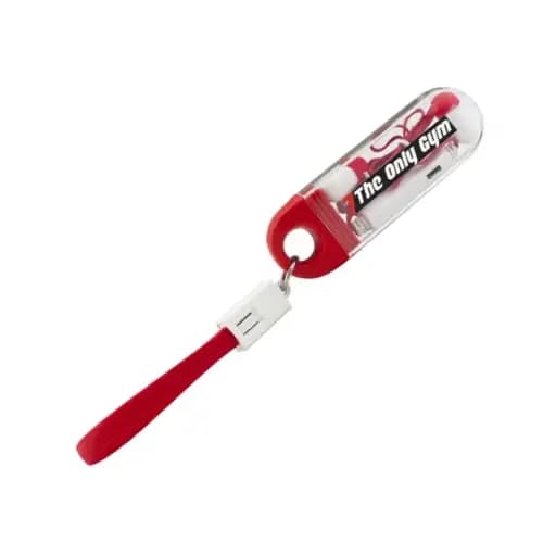 Logo printed Clear Cased Bluetooth Earbuds in Clear/Red with an example printed logo