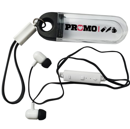 Branded Clear Cased Bluetooth Earbuds Printed with a Logo by Total Merchandise