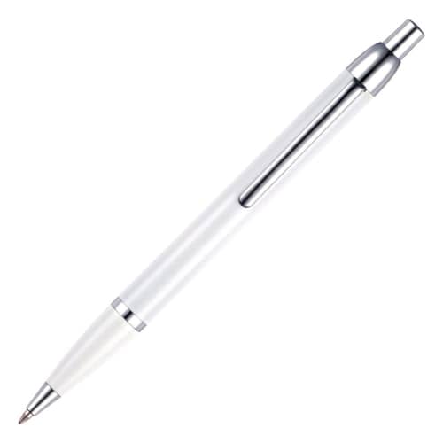 Logo printed Connaught Ballpen in White shown without a logo from Total Merchandise