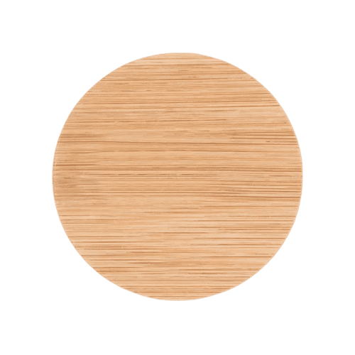 Custom branded Bamboo Compact Mirror in Natural that comes in a cotton drawcord pouch